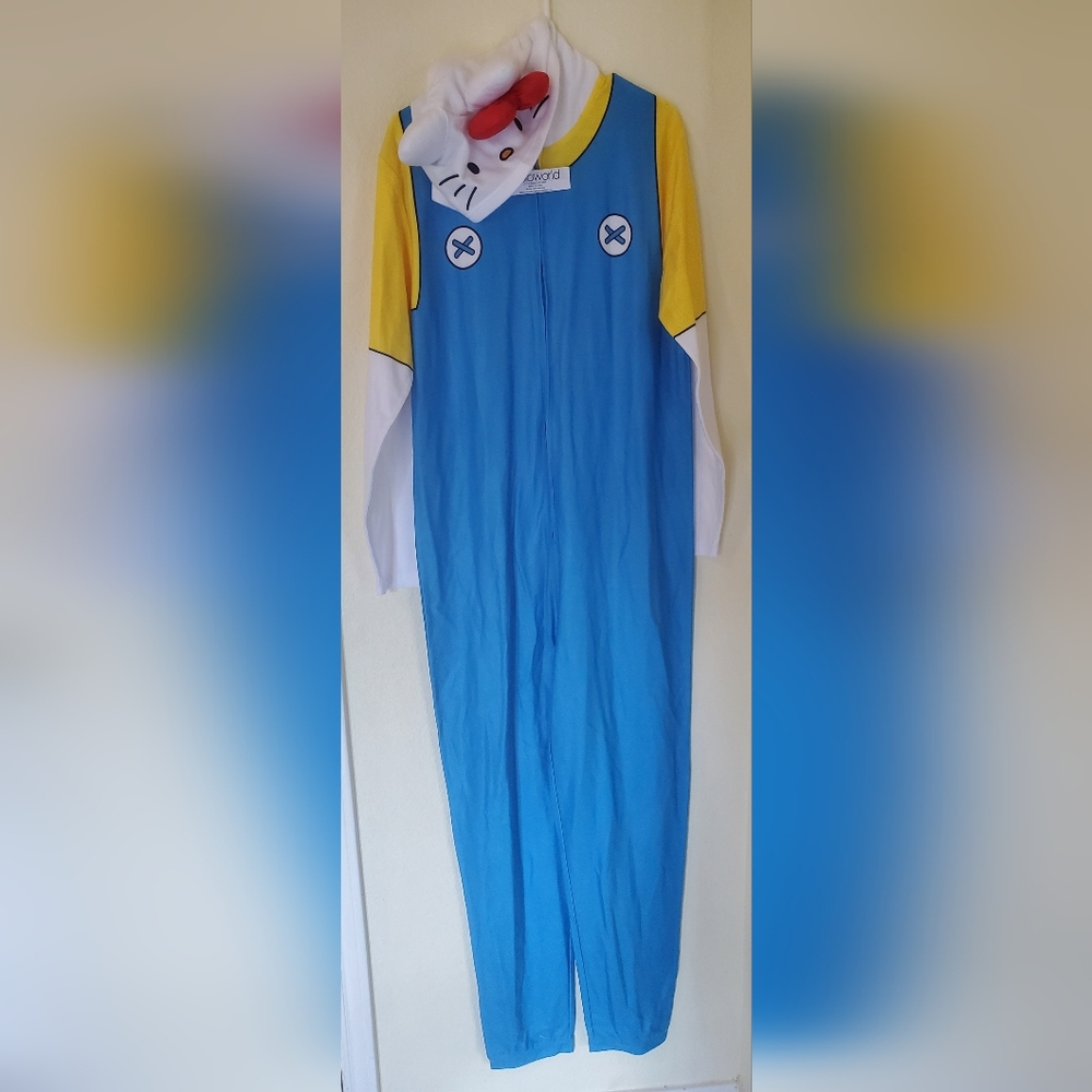 Bioworld Blue and Yellow Hello Kitty Casual Costume Onesie Kigurumi